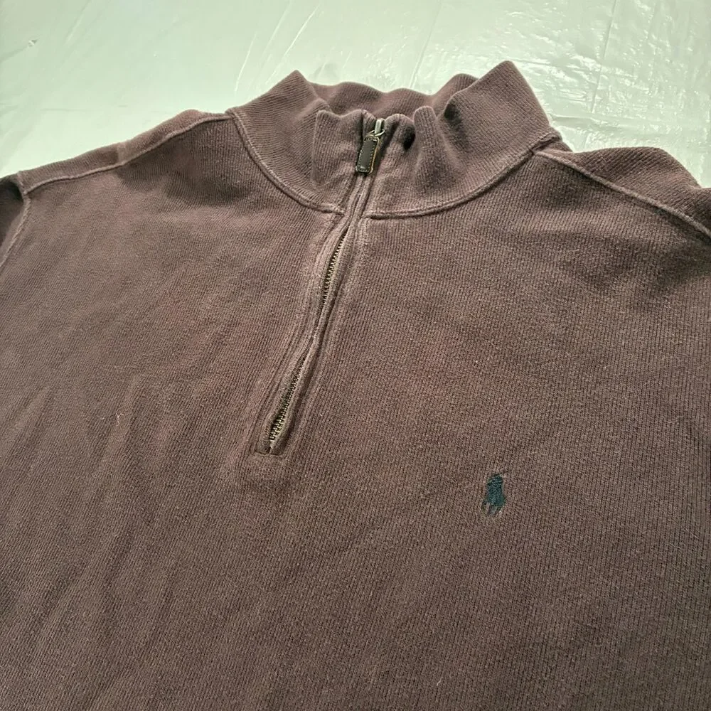 Vintage Polo Ralph Lauren Quarter Zip Men's XL Brown USA Preppy